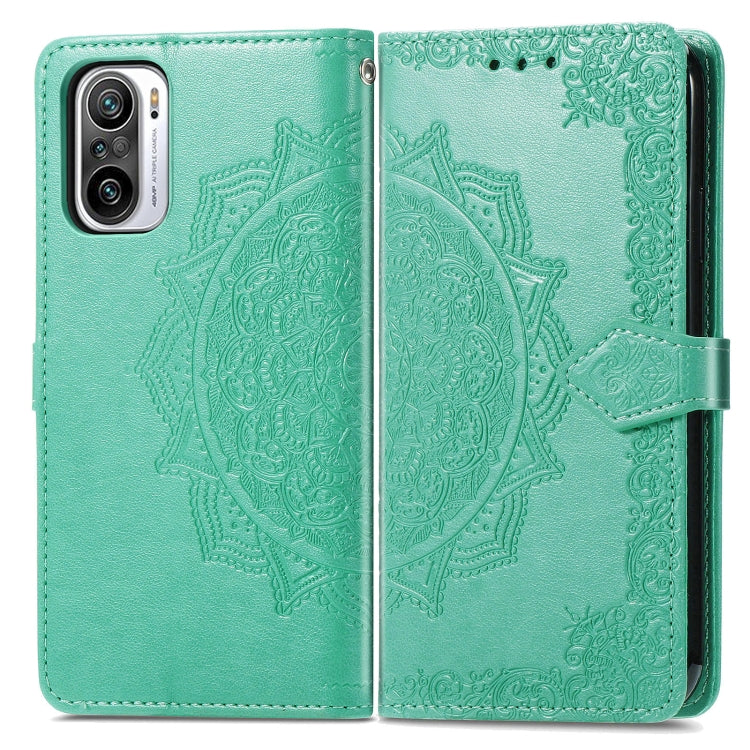 Halfway Mandala Embossing Pattern Horizontal Flip Leather Case with Holder & Card Slots & Wallet & Lanyard For Xiaomi Redmi Note 10 Pro