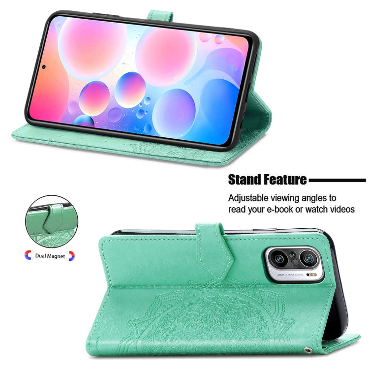 Halfway Mandala Embossing Pattern Horizontal Flip Leather Case with Holder & Card Slots & Wallet & Lanyard For Xiaomi Redmi Note 10 Pro
