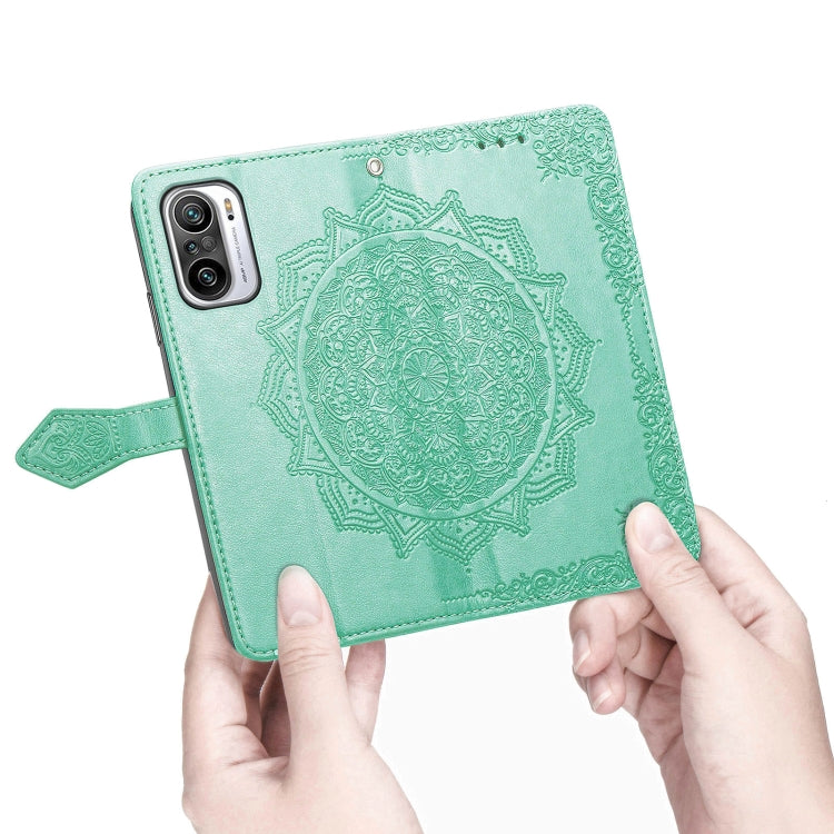 Halfway Mandala Embossing Pattern Horizontal Flip Leather Case with Holder & Card Slots & Wallet & Lanyard For Xiaomi Redmi Note 10 Pro