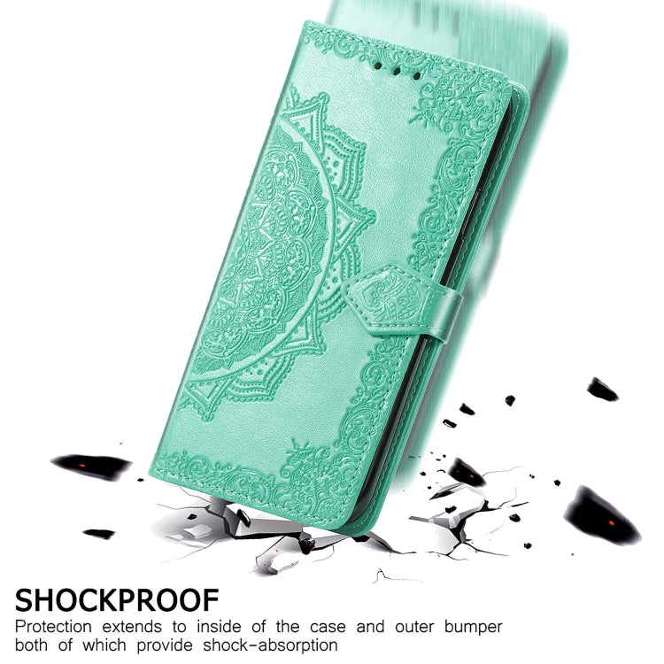 Halfway Mandala Embossing Pattern Horizontal Flip Leather Case with Holder & Card Slots & Wallet & Lanyard For Xiaomi Redmi Note 10 Pro