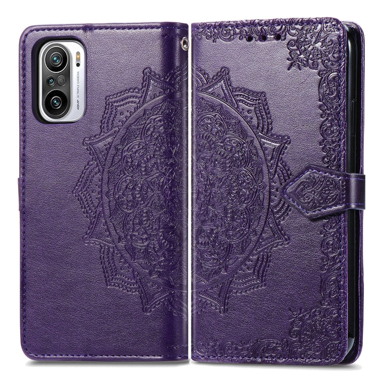 Halfway Mandala Embossing Pattern Horizontal Flip Leather Case with Holder & Card Slots & Wallet & Lanyard For Xiaomi Redmi Note 10 Pro