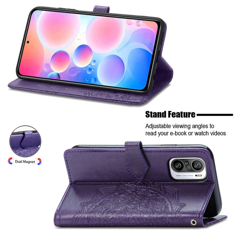 Halfway Mandala Embossing Pattern Horizontal Flip Leather Case with Holder & Card Slots & Wallet & Lanyard For Xiaomi Redmi Note 10 Pro