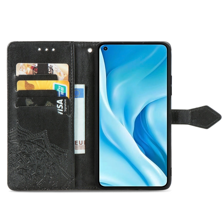 Halfway Mandala Embossing Pattern Horizontal Flip Leather Case with Holder & Card Slots & Wallet & Lanyard For Xiaomi 11 Lite