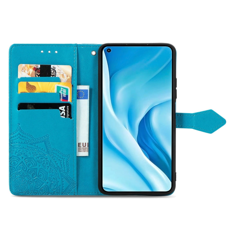 Halfway Mandala Embossing Pattern Horizontal Flip Leather Case with Holder & Card Slots & Wallet & Lanyard For Xiaomi 11 Lite