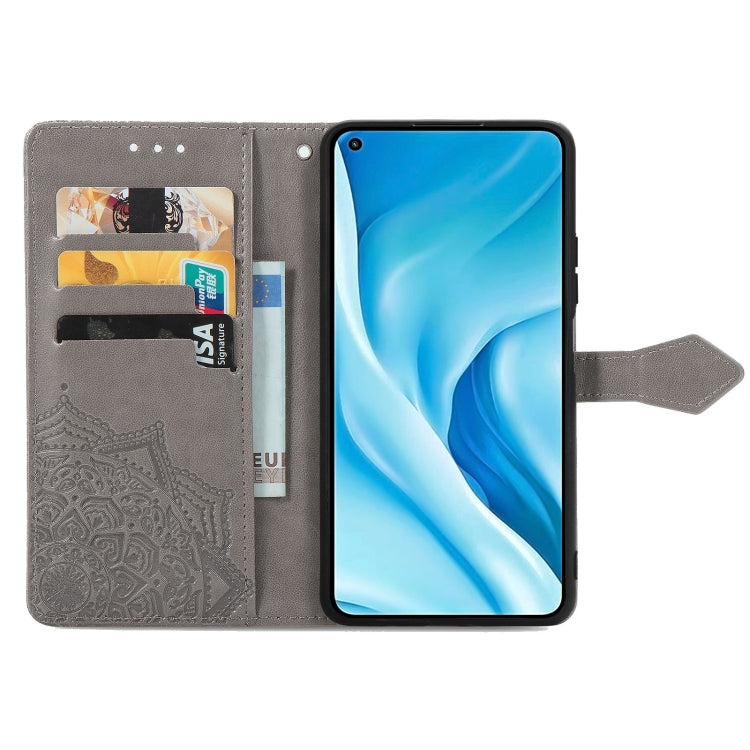 Halfway Mandala Embossing Pattern Horizontal Flip Leather Case with Holder & Card Slots & Wallet & Lanyard For Xiaomi 11 Lite