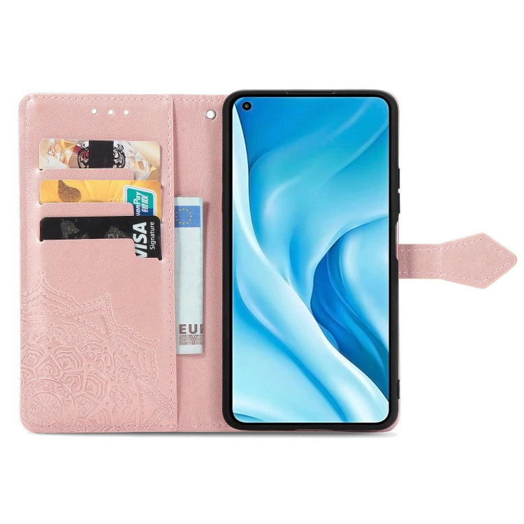 Halfway Mandala Embossing Pattern Horizontal Flip Leather Case with Holder & Card Slots & Wallet & Lanyard For Xiaomi 11 Lite