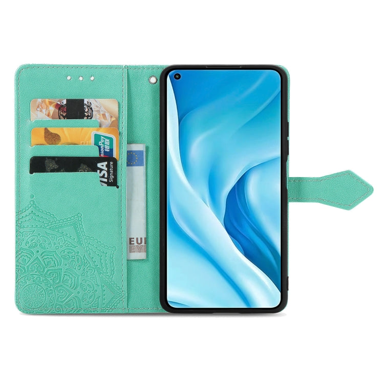 Halfway Mandala Embossing Pattern Horizontal Flip Leather Case with Holder & Card Slots & Wallet & Lanyard For Xiaomi 11 Lite