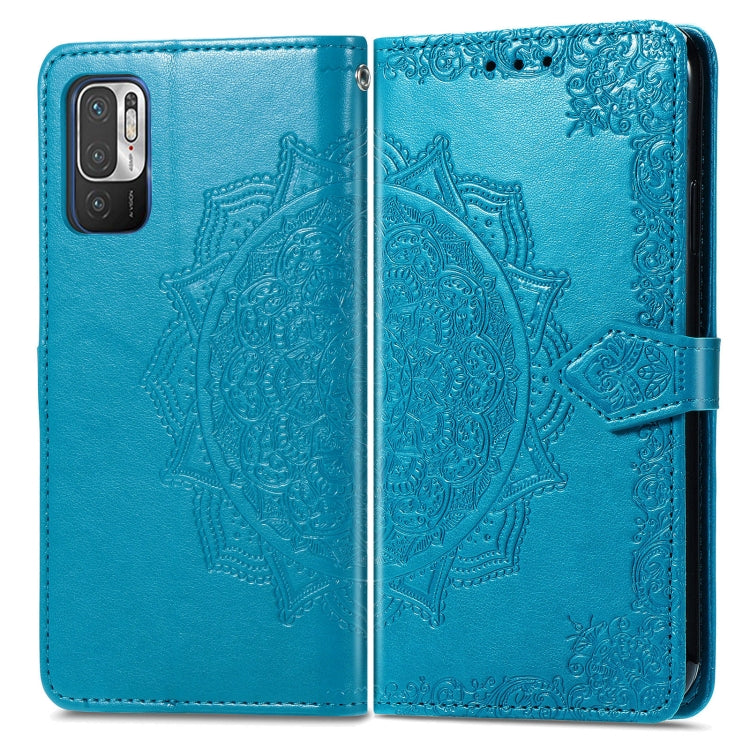 Halfway Mandala Embossing Pattern Horizontal Flip Leather Case with Holder & Card Slots & Wallet & Lanyard For Xiaomi Redmi Note 10 5G