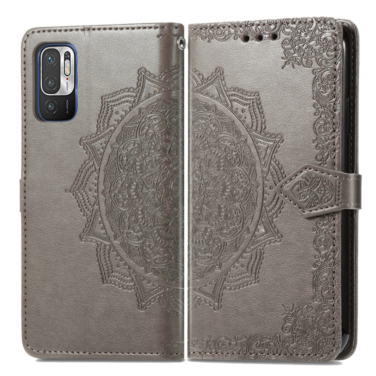 Halfway Mandala Embossing Pattern Horizontal Flip Leather Case with Holder & Card Slots & Wallet & Lanyard For Xiaomi Redmi Note 10 5G
