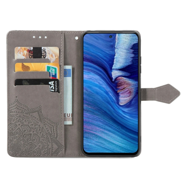 Halfway Mandala Embossing Pattern Horizontal Flip Leather Case with Holder & Card Slots & Wallet & Lanyard For Xiaomi Redmi Note 10 5G