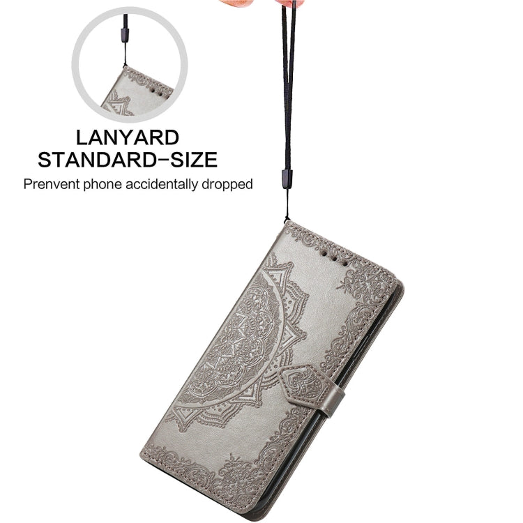 Halfway Mandala Embossing Pattern Horizontal Flip Leather Case with Holder & Card Slots & Wallet & Lanyard For Xiaomi Redmi Note 10 5G