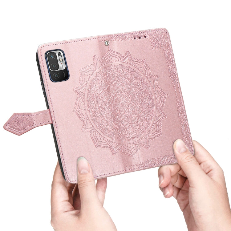 Halfway Mandala Embossing Pattern Horizontal Flip Leather Case with Holder & Card Slots & Wallet & Lanyard For Xiaomi Redmi Note 10 5G