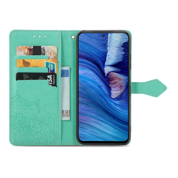 Halfway Mandala Embossing Pattern Horizontal Flip Leather Case with Holder & Card Slots & Wallet & Lanyard For Xiaomi Redmi Note 10 5G