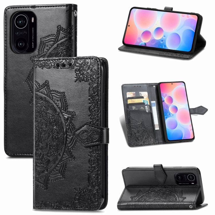 Halfway Mandala Embossing Pattern Horizontal Flip Leather Case with Holder & Card Slots & Wallet & Lanyard For Xiaomi Redmi K40 / K40 Pro / K40 Pro+