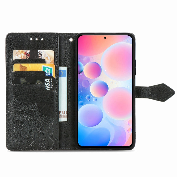 Halfway Mandala Embossing Pattern Horizontal Flip Leather Case with Holder & Card Slots & Wallet & Lanyard For Xiaomi Redmi K40 / K40 Pro / K40 Pro+