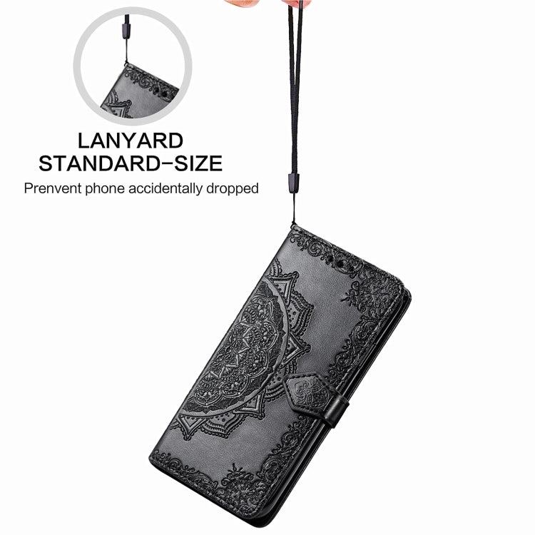 Halfway Mandala Embossing Pattern Horizontal Flip Leather Case with Holder & Card Slots & Wallet & Lanyard For Xiaomi Redmi K40 / K40 Pro / K40 Pro+