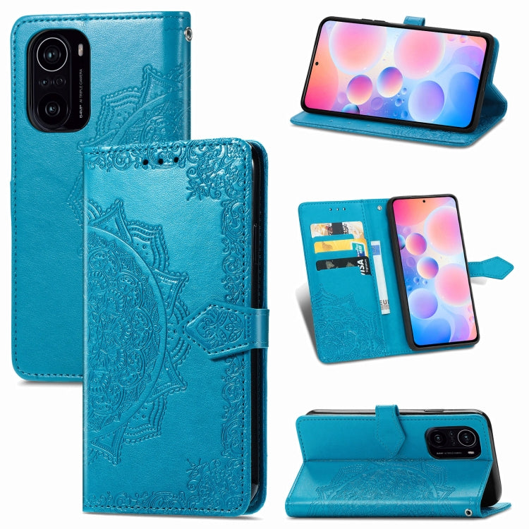 Halfway Mandala Embossing Pattern Horizontal Flip Leather Case with Holder & Card Slots & Wallet & Lanyard For Xiaomi Redmi K40 / K40 Pro / K40 Pro+
