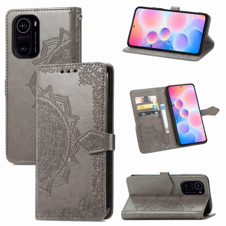 Halfway Mandala Embossing Pattern Horizontal Flip Leather Case with Holder & Card Slots & Wallet & Lanyard For Xiaomi Redmi K40 / K40 Pro / K40 Pro+