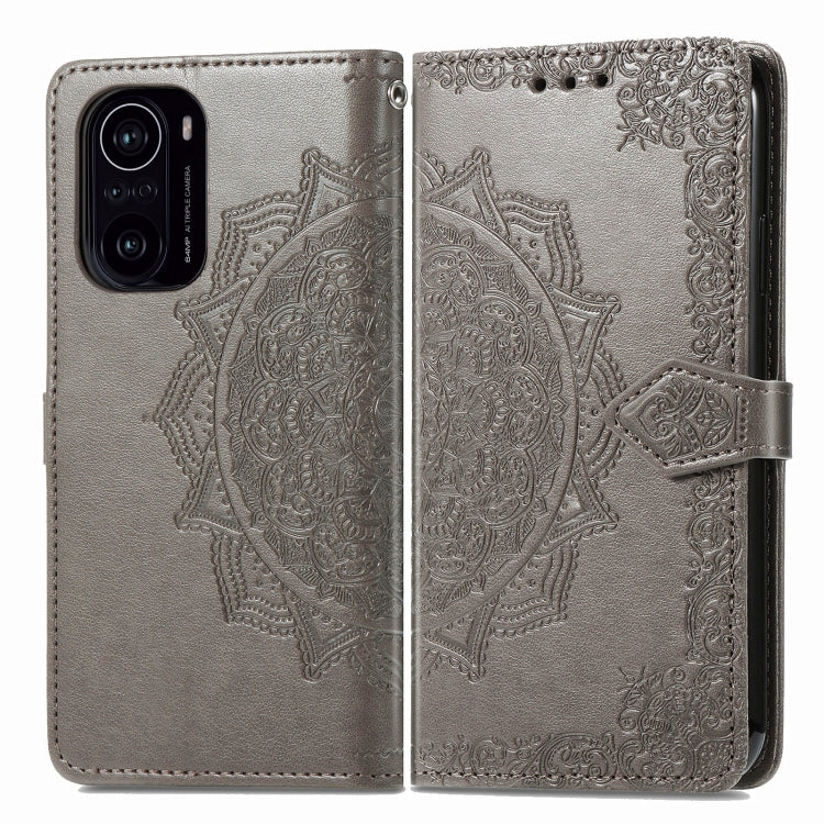 Halfway Mandala Embossing Pattern Horizontal Flip Leather Case with Holder & Card Slots & Wallet & Lanyard For Xiaomi Redmi K40 / K40 Pro / K40 Pro+