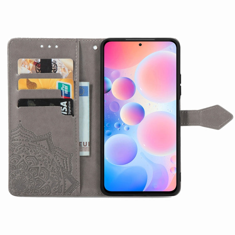 Halfway Mandala Embossing Pattern Horizontal Flip Leather Case with Holder & Card Slots & Wallet & Lanyard For Xiaomi Redmi K40 / K40 Pro / K40 Pro+