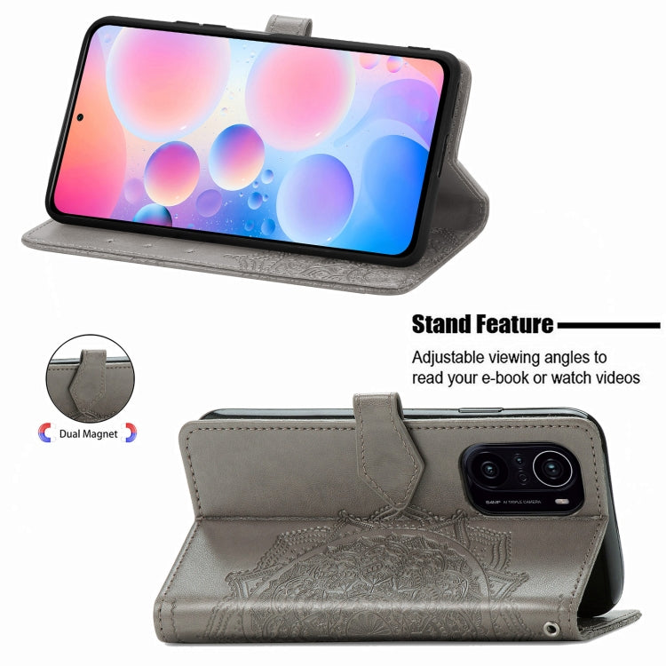 Halfway Mandala Embossing Pattern Horizontal Flip Leather Case with Holder & Card Slots & Wallet & Lanyard For Xiaomi Redmi K40 / K40 Pro / K40 Pro+