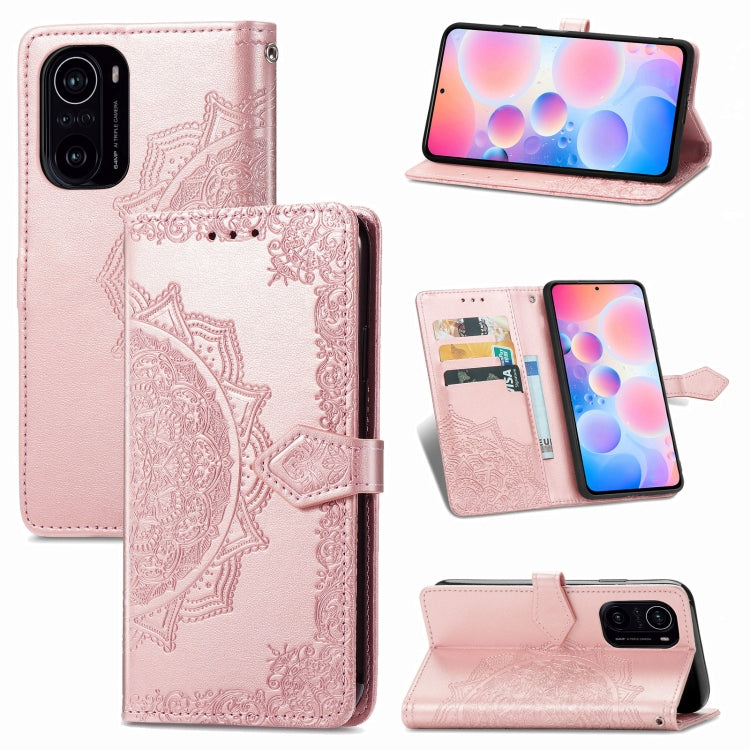 Halfway Mandala Embossing Pattern Horizontal Flip Leather Case with Holder & Card Slots & Wallet & Lanyard For Xiaomi Redmi K40 / K40 Pro / K40 Pro+