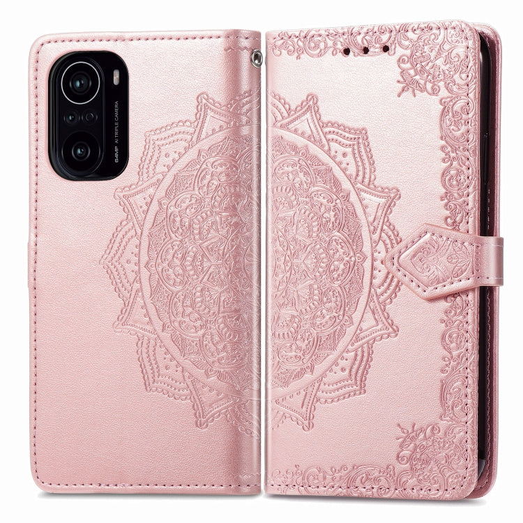 Halfway Mandala Embossing Pattern Horizontal Flip Leather Case with Holder & Card Slots & Wallet & Lanyard For Xiaomi Redmi K40 / K40 Pro / K40 Pro+