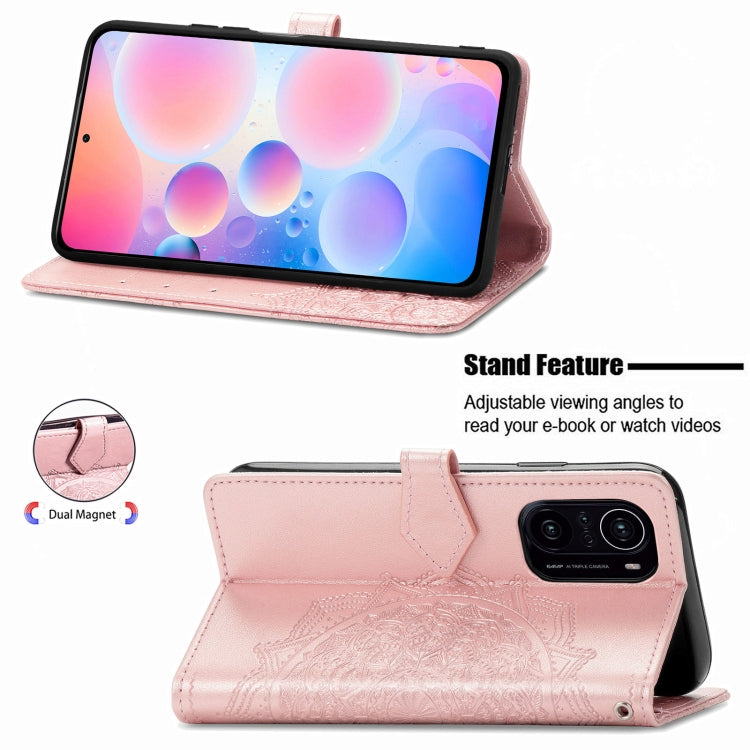 Halfway Mandala Embossing Pattern Horizontal Flip Leather Case with Holder & Card Slots & Wallet & Lanyard For Xiaomi Redmi K40 / K40 Pro / K40 Pro+