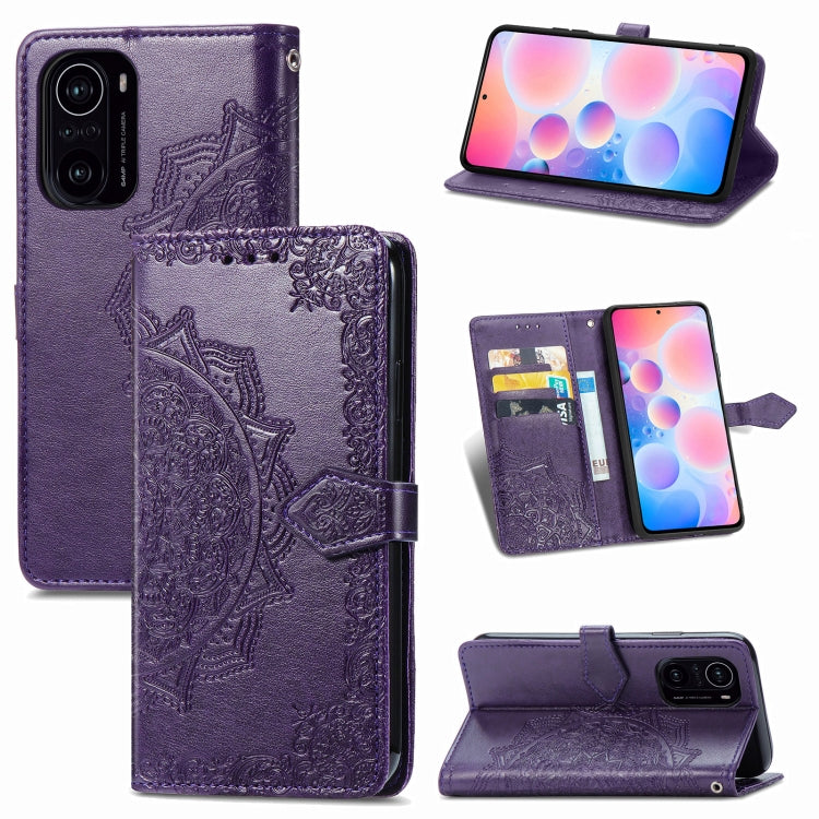 Halfway Mandala Embossing Pattern Horizontal Flip Leather Case with Holder & Card Slots & Wallet & Lanyard For Xiaomi Redmi K40 / K40 Pro / K40 Pro+
