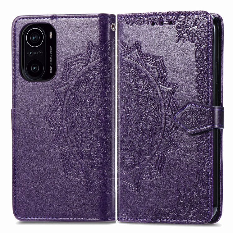 Halfway Mandala Embossing Pattern Horizontal Flip Leather Case with Holder & Card Slots & Wallet & Lanyard For Xiaomi Redmi K40 / K40 Pro / K40 Pro+