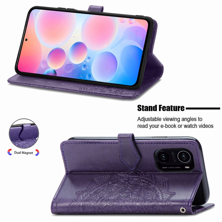 Halfway Mandala Embossing Pattern Horizontal Flip Leather Case with Holder & Card Slots & Wallet & Lanyard For Xiaomi Redmi K40 / K40 Pro / K40 Pro+