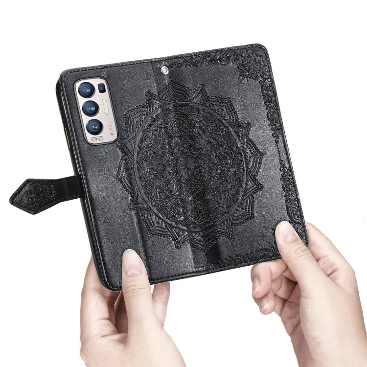 Halfway Mandala Embossing Pattern Horizontal Flip Leather Case with Holder & Card Slots & Wallet & Lanyard For OPPO Reno5 Pro+
