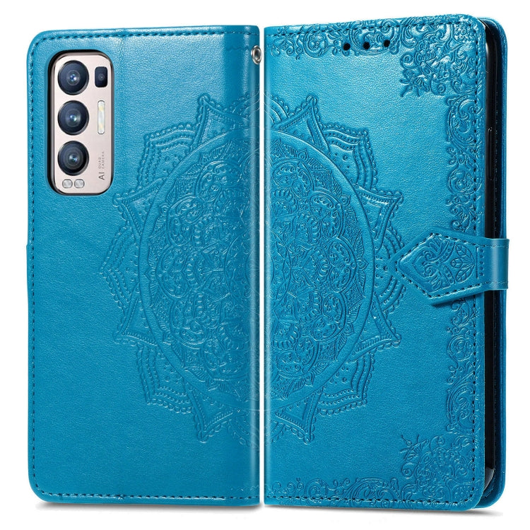 Halfway Mandala Embossing Pattern Horizontal Flip Leather Case with Holder & Card Slots & Wallet & Lanyard For OPPO Reno5 Pro+