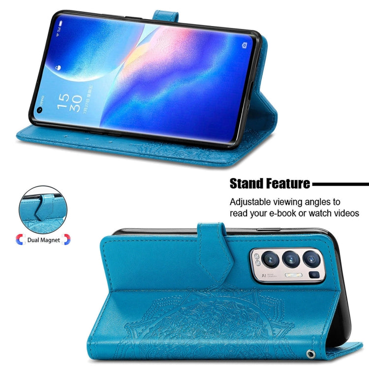 Halfway Mandala Embossing Pattern Horizontal Flip Leather Case with Holder & Card Slots & Wallet & Lanyard For OPPO Reno5 Pro+