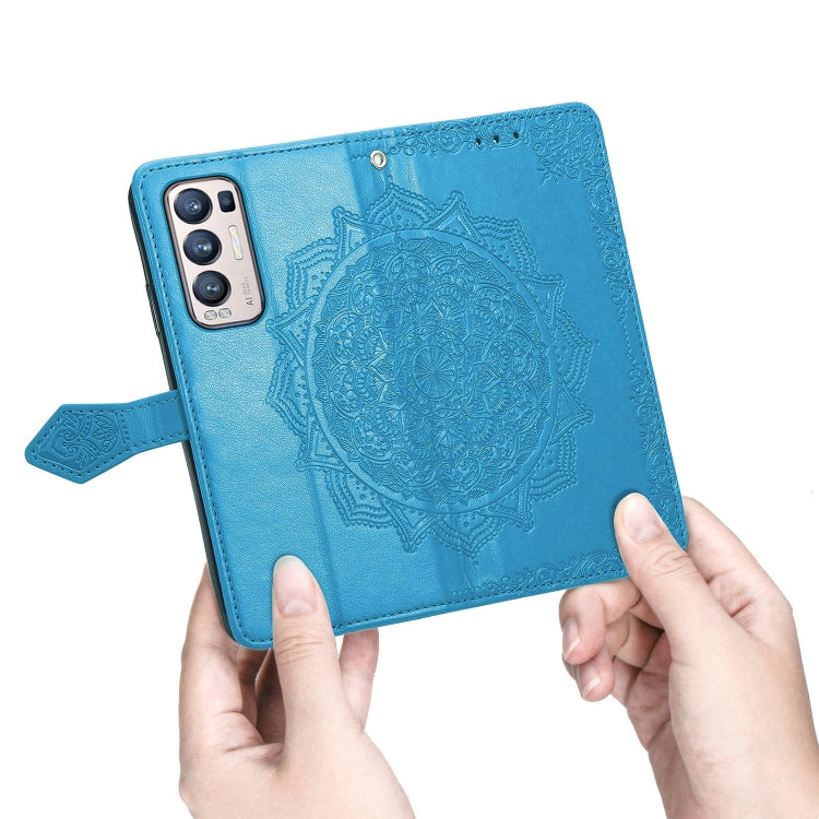 Halfway Mandala Embossing Pattern Horizontal Flip Leather Case with Holder & Card Slots & Wallet & Lanyard For OPPO Reno5 Pro+