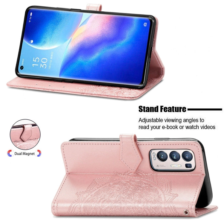 Halfway Mandala Embossing Pattern Horizontal Flip Leather Case with Holder & Card Slots & Wallet & Lanyard For OPPO Reno5 Pro+