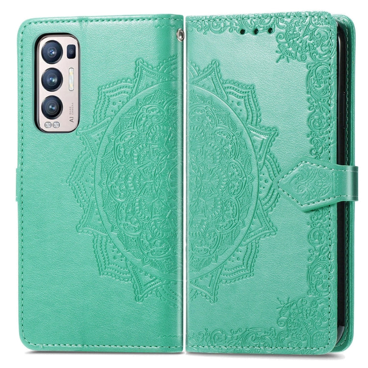 Halfway Mandala Embossing Pattern Horizontal Flip Leather Case with Holder & Card Slots & Wallet & Lanyard For OPPO Reno5 Pro+
