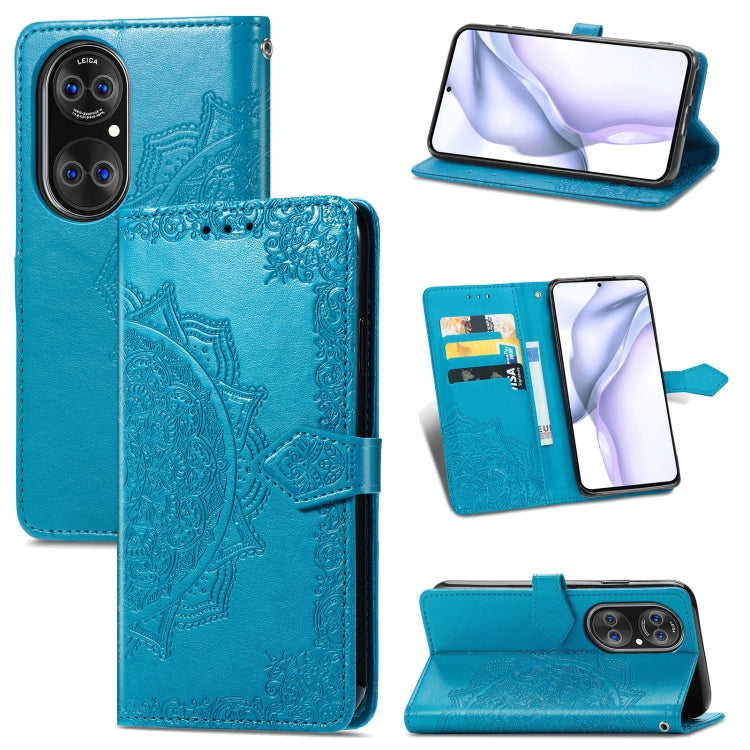 Halfway Mandala Embossing Pattern Horizontal Flip Leather Case with Holder & Card Slots & Wallet & Lanyard For Huawei P50 Pro