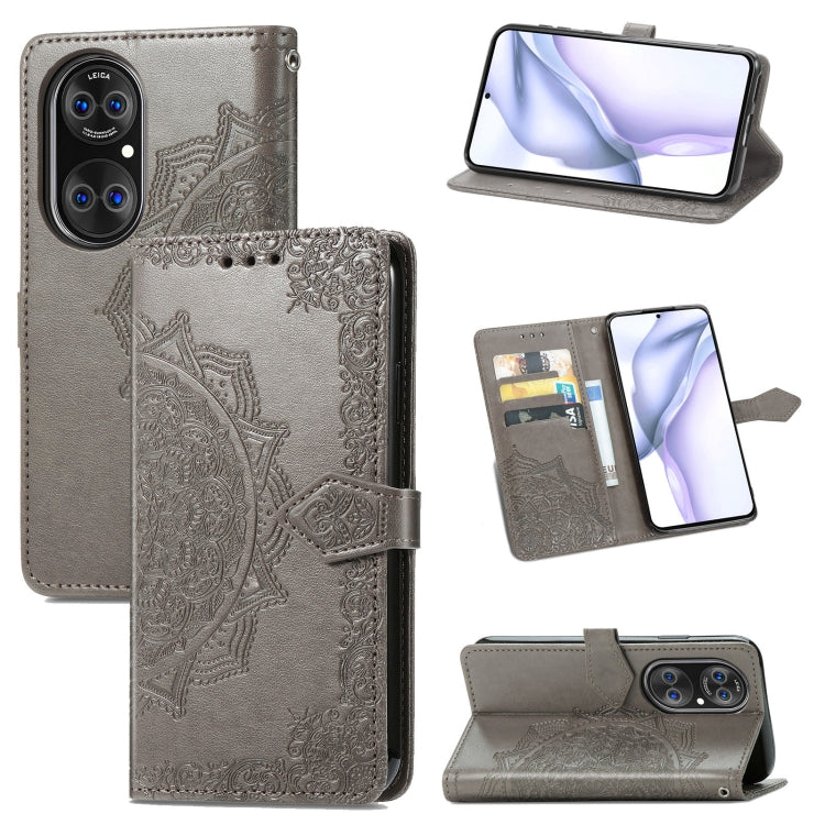 Halfway Mandala Embossing Pattern Horizontal Flip Leather Case with Holder & Card Slots & Wallet & Lanyard For Huawei P50 Pro