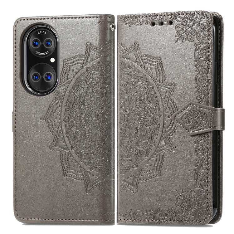 Halfway Mandala Embossing Pattern Horizontal Flip Leather Case with Holder & Card Slots & Wallet & Lanyard For Huawei P50 Pro