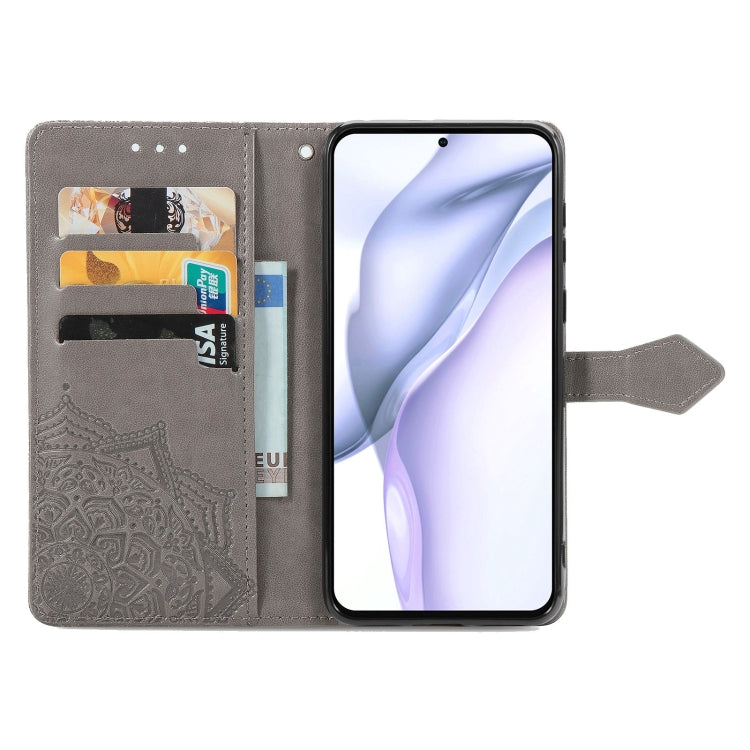 Halfway Mandala Embossing Pattern Horizontal Flip Leather Case with Holder & Card Slots & Wallet & Lanyard For Huawei P50 Pro