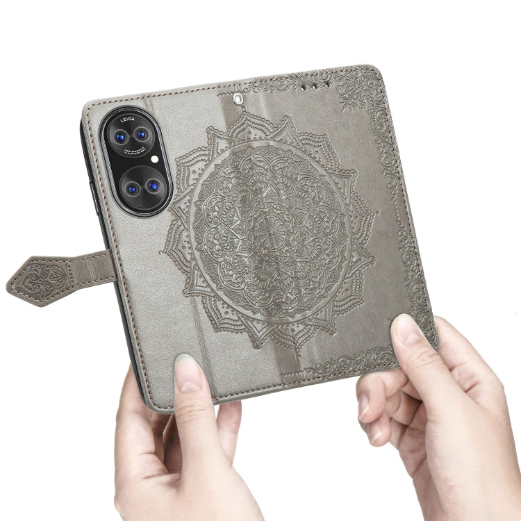 Halfway Mandala Embossing Pattern Horizontal Flip Leather Case with Holder & Card Slots & Wallet & Lanyard For Huawei P50 Pro