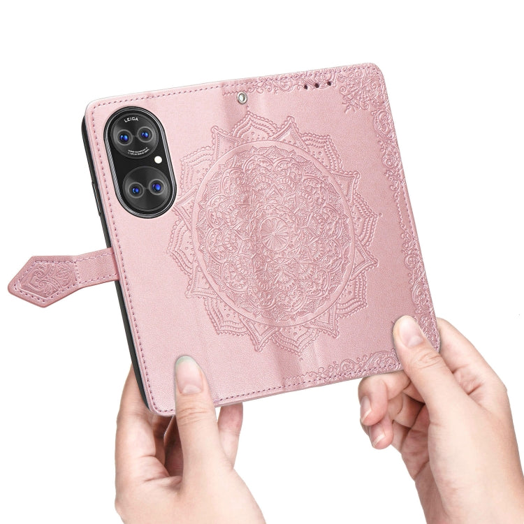 Halfway Mandala Embossing Pattern Horizontal Flip Leather Case with Holder & Card Slots & Wallet & Lanyard For Huawei P50 Pro