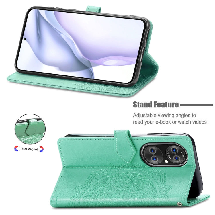 Halfway Mandala Embossing Pattern Horizontal Flip Leather Case with Holder & Card Slots & Wallet & Lanyard For Huawei P50 Pro