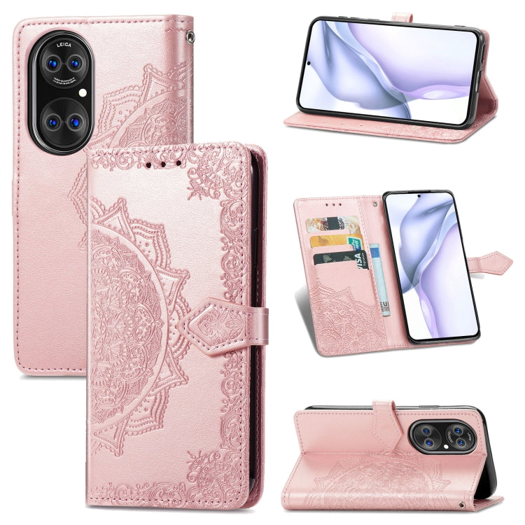 Halfway Mandala Embossing Pattern Horizontal Flip Leather Case with Holder & Card Slots & Wallet & Lanyard For Huawei P50