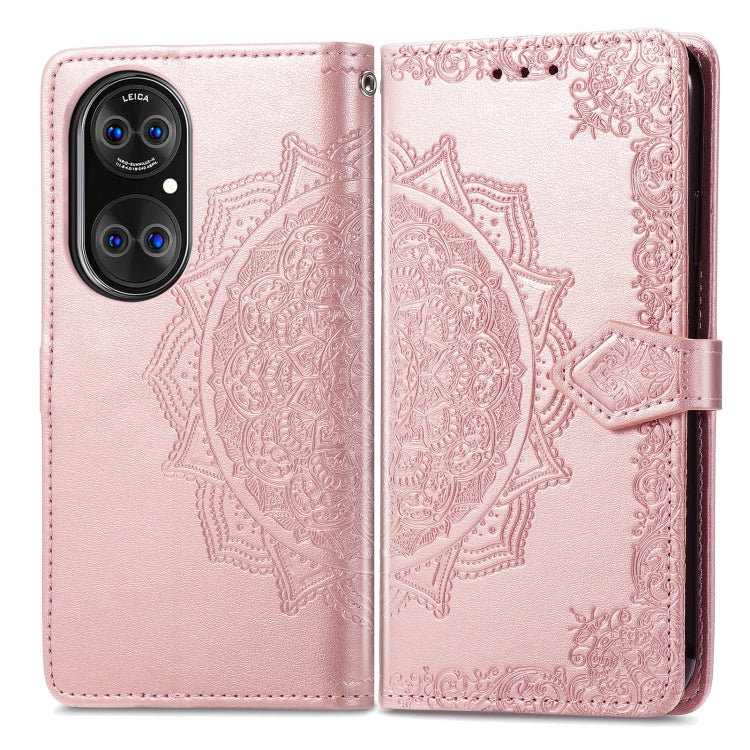 Halfway Mandala Embossing Pattern Horizontal Flip Leather Case with Holder & Card Slots & Wallet & Lanyard For Huawei P50