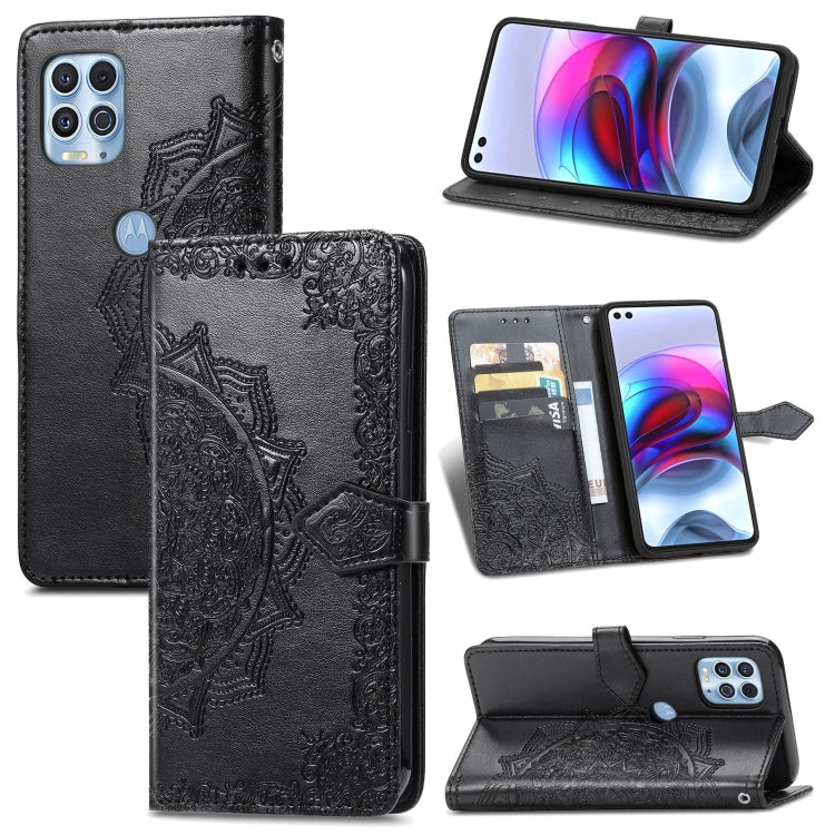 Halfway Mandala Embossing Pattern Horizontal Flip Leather Case with Holder & Card Slots & Wallet & Lanyard For Motorola Edge S