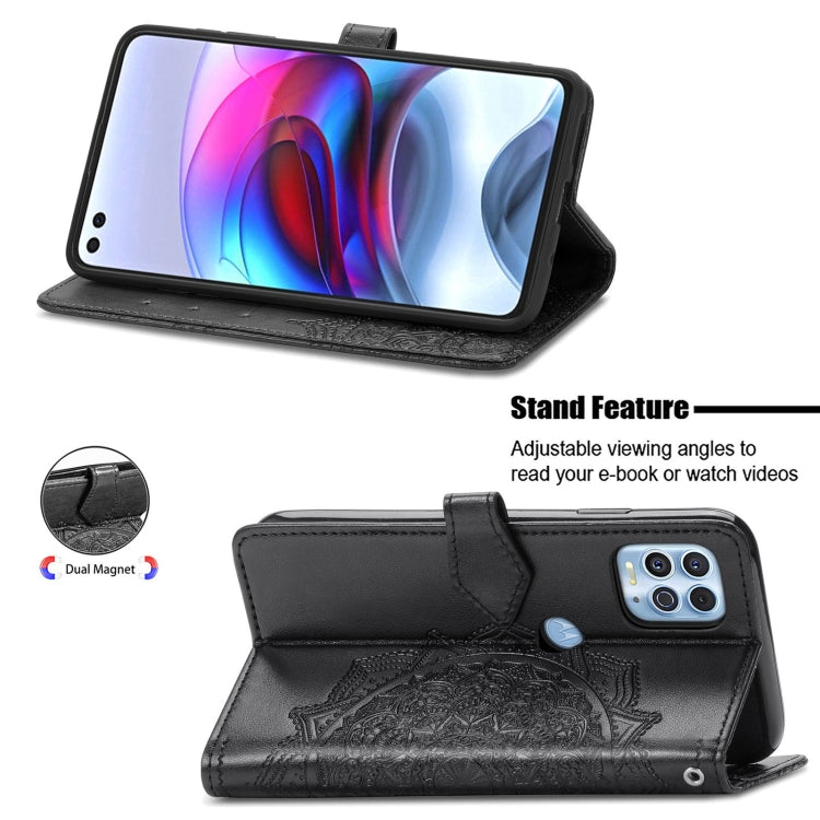 Halfway Mandala Embossing Pattern Horizontal Flip Leather Case with Holder & Card Slots & Wallet & Lanyard For Motorola Edge S