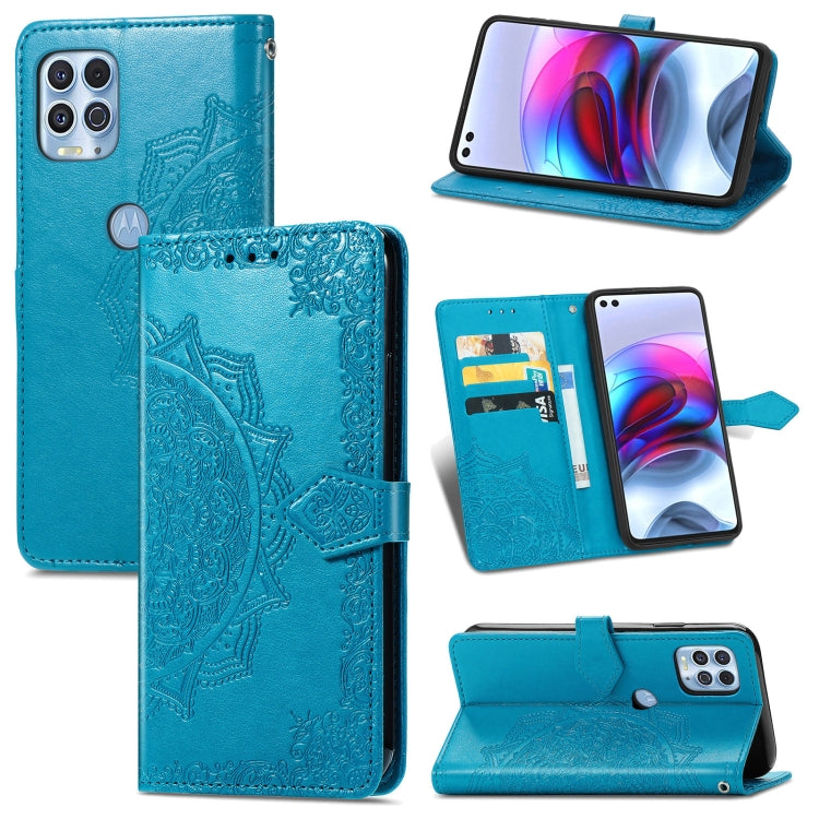 Halfway Mandala Embossing Pattern Horizontal Flip Leather Case with Holder & Card Slots & Wallet & Lanyard For Motorola Edge S