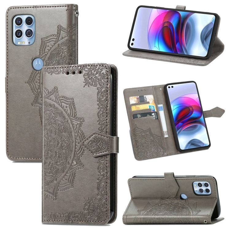 Halfway Mandala Embossing Pattern Horizontal Flip Leather Case with Holder & Card Slots & Wallet & Lanyard For Motorola Edge S